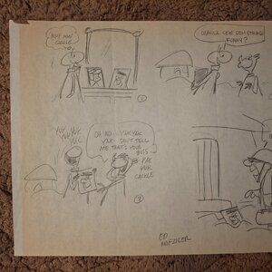 SIGNED Original The Flintstones Daily Comic Strip Preliminary Drawing...DINO